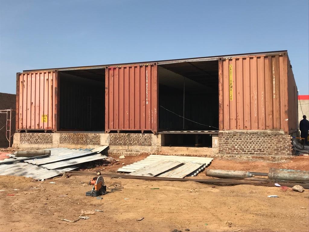 Kosti Branch — site containers during construction